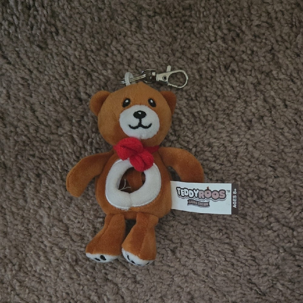 TeddyRoos Plush Keychain with Red Bow